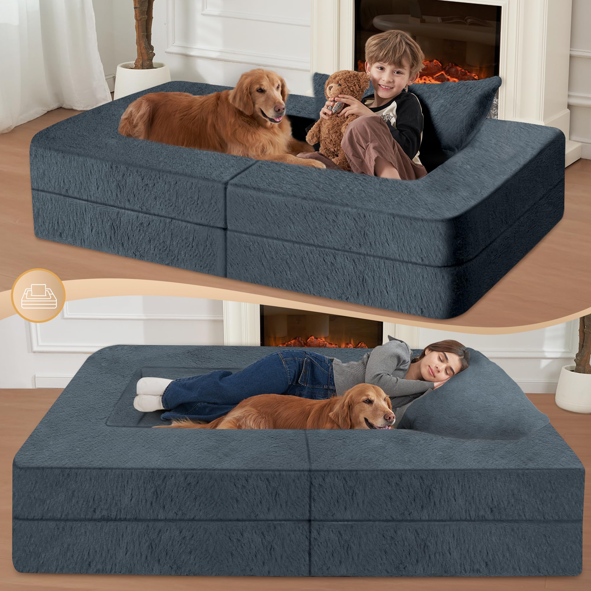 Amazon｜Cansunna 布団ソファベッド 枕付き 3-in-1スリーパーソファ